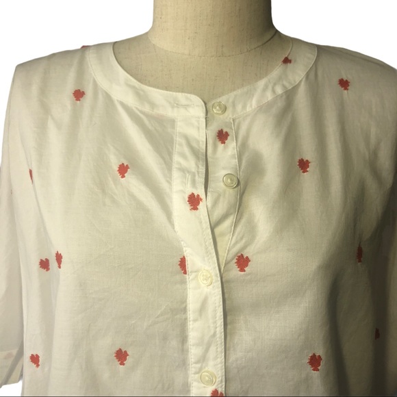 Loft SP red embroidered short sleeve white blouse - Picture 2 of 5